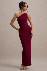 Venetia | Burgundy One-Shoulder Tie-Back Maxi Dress