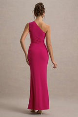 Galene | Hot Pink Asymmetric Wrap Maxi Dress