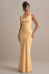 Alesso | Peach Satin Cowl-Neck Maxi Dress