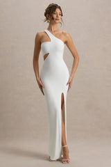 Matiya | White Asymmetric Cut-Out Split Maxi Dress