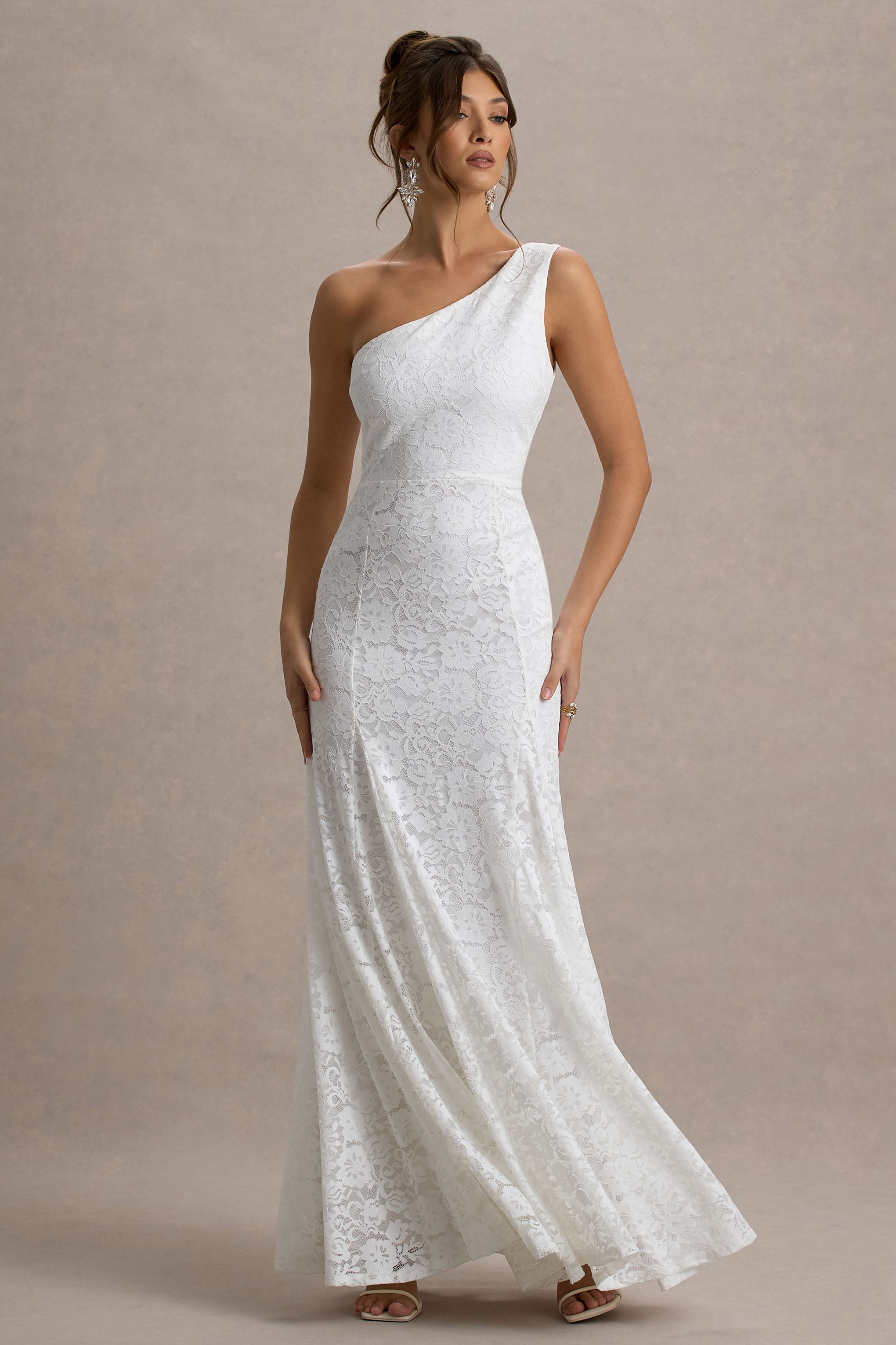 Gigou | White Lace Asymmetric Maxi Dress