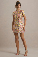 Eira | Pastel Floral Print Sequin Mini Dress