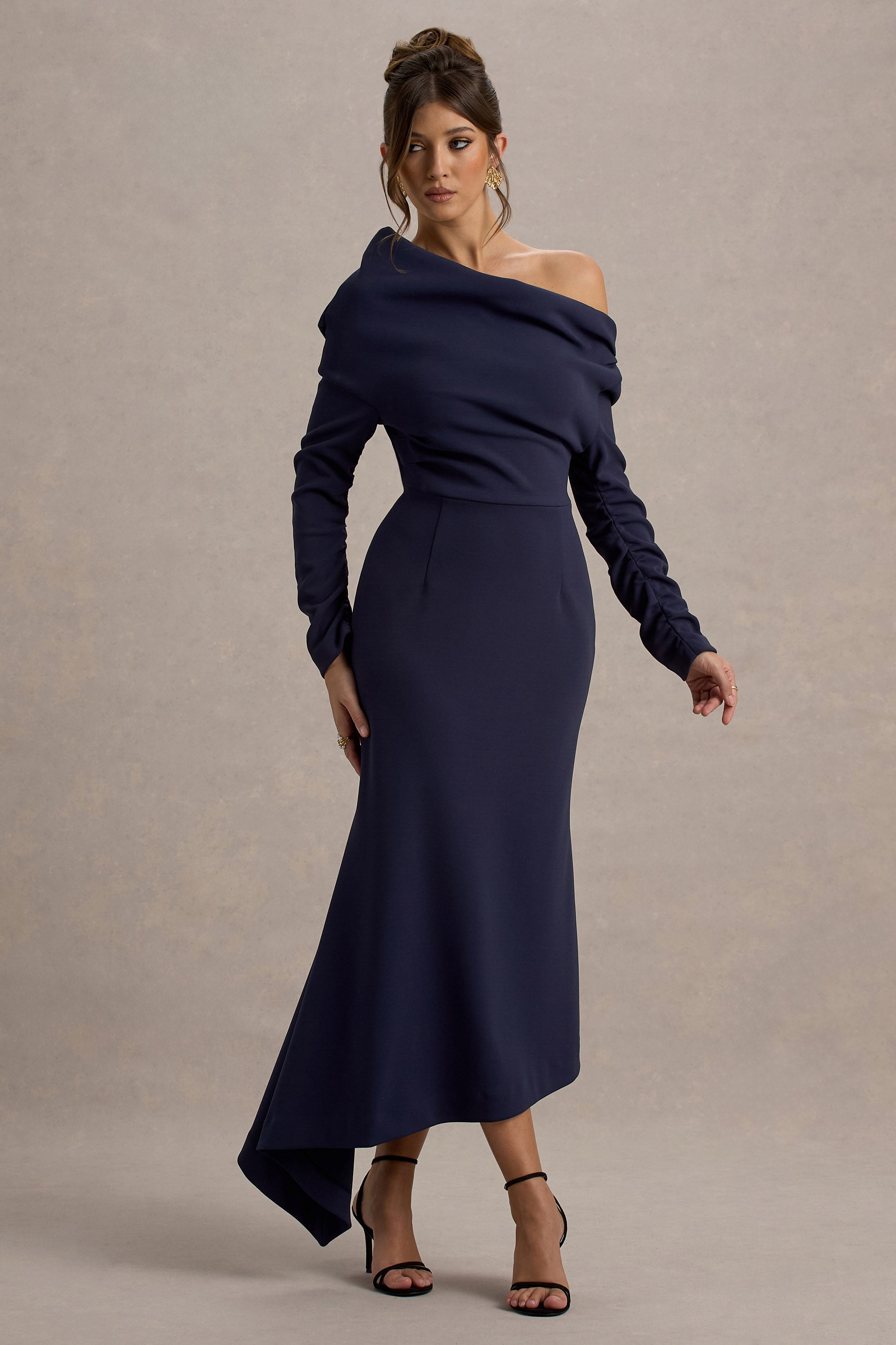Lou | Navy One-Shoulder Asymmetric Maxi Dress