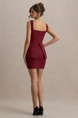 Maci | Berry Tailored Square-Neck Mini Dress