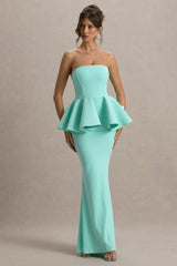 Louisiana | Mint Bandeau Peplum Maxi Dress