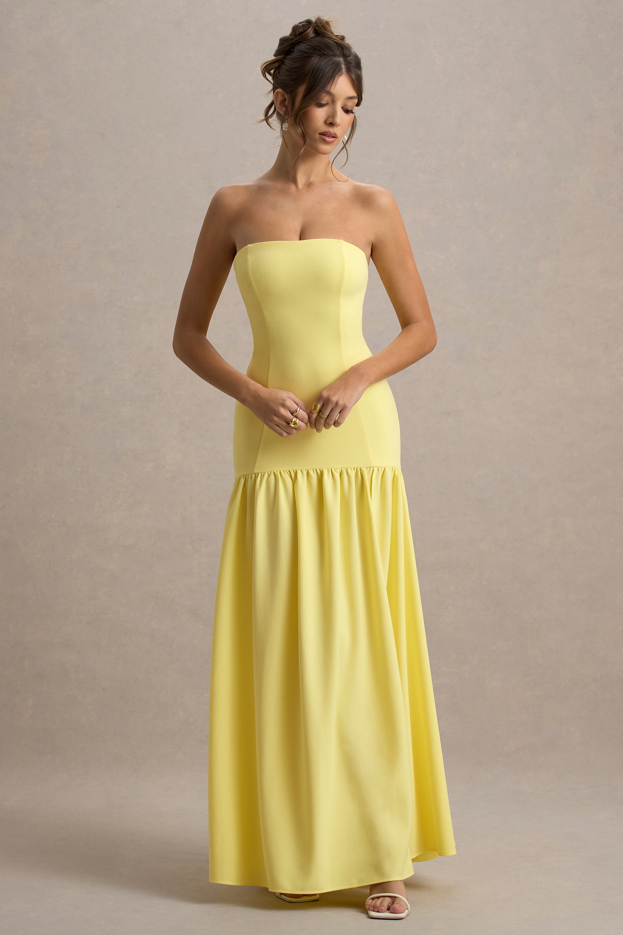 Penny | Lemon Bandeau Drop-Waist Maxi Dress