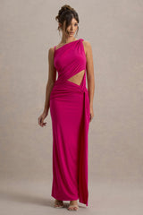 Storm | Hot Pink Asymmetric Maxi Dress With Cut-Out Details