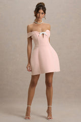 Lavender | Pink Sweetheart Mini Dress With Bow Detail