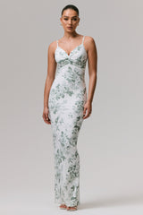 Luz | Green Porcelain Print Strappy Maxi Dress