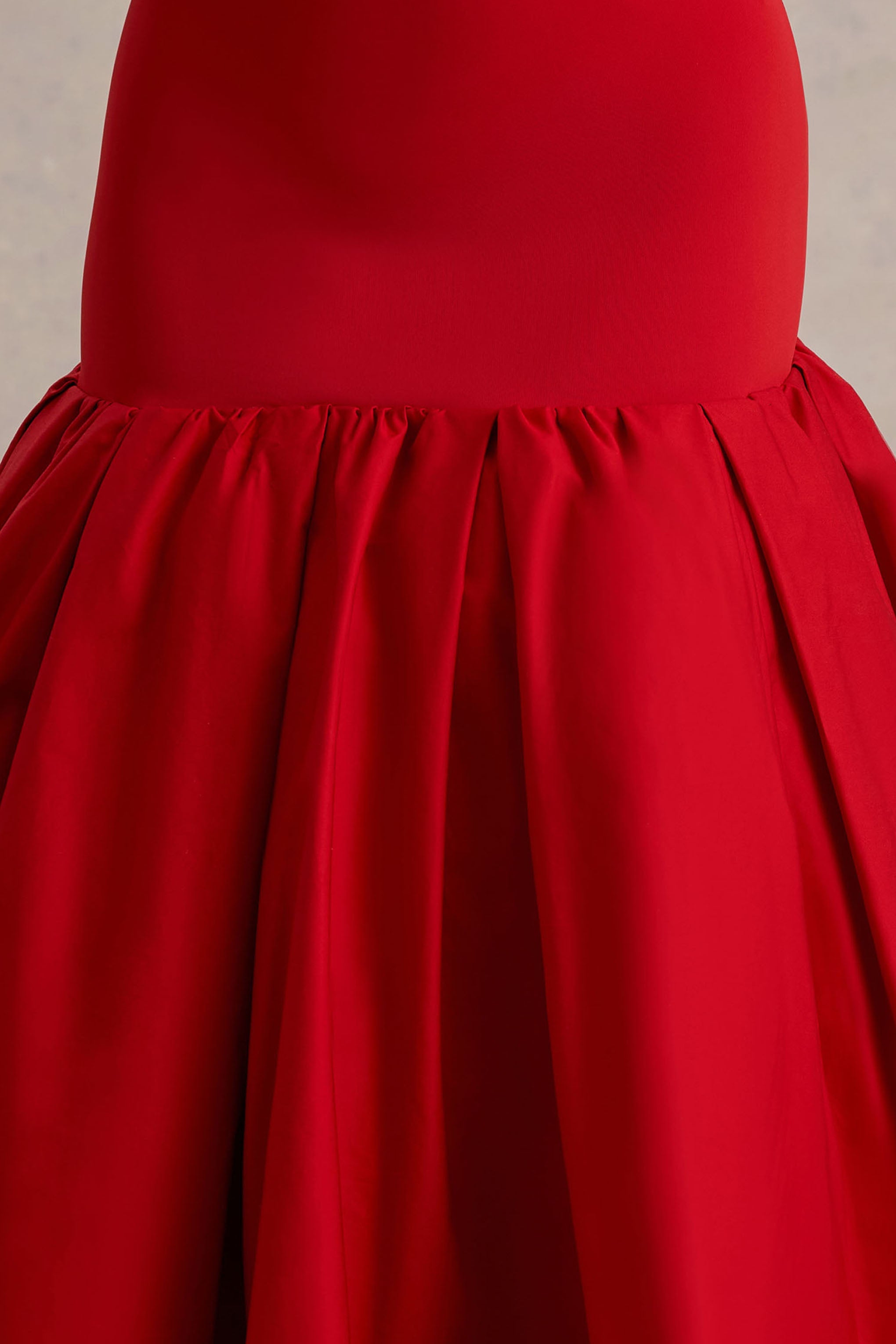 Parida | Red Poplin Drop-Waist Midi Dress With Peplum Hem