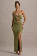 Laviza | Olive Strapless Cut-Out Wrap Maxi Dress