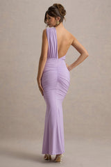 Beline | Lavender One-Shoulder Cut-Out Maxi Dress With Drape