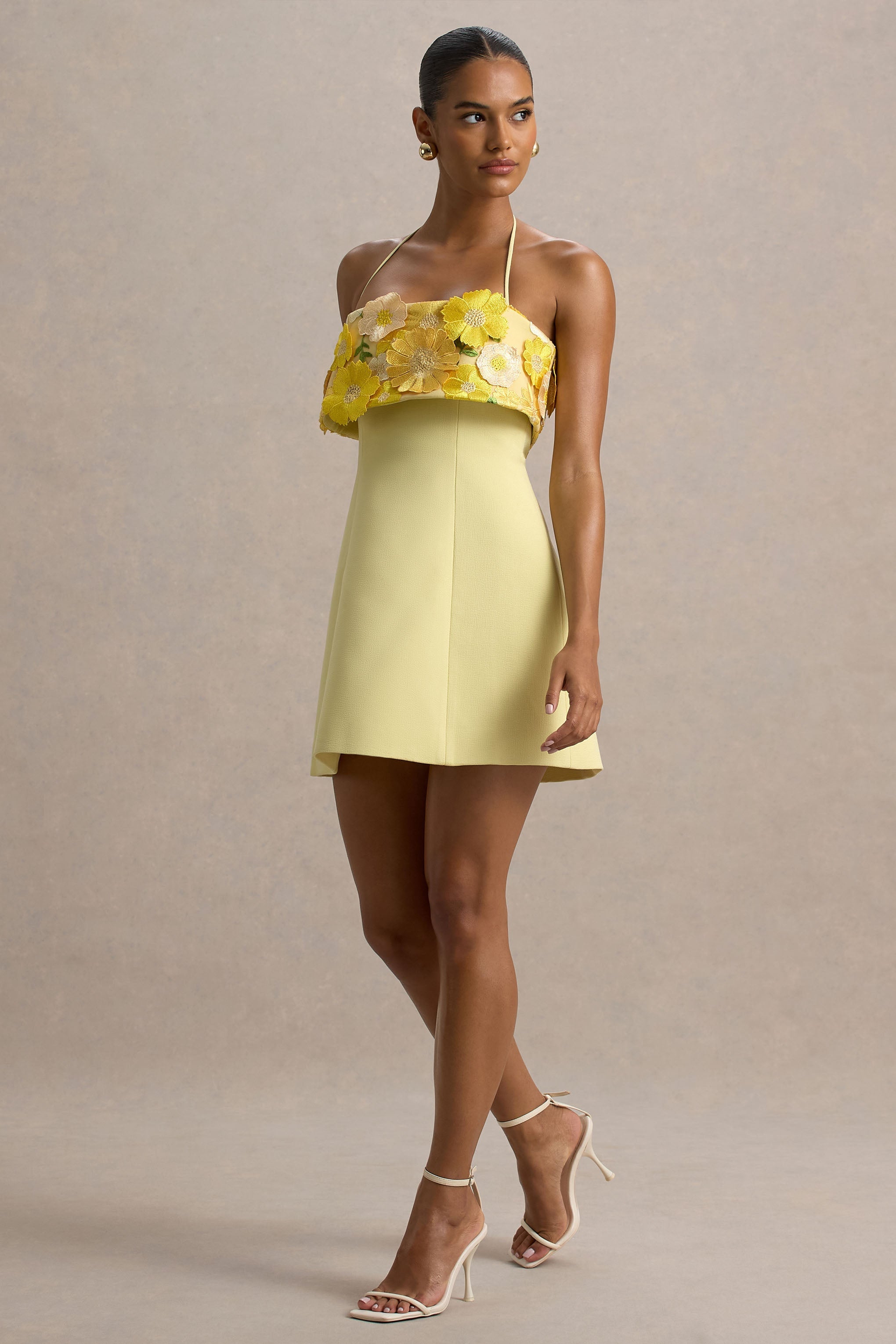 Shelley | Lemon Floral Bandeau Micro-Mini Dress