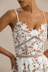 Zuri | White Lace Sweetheart Midi Dress With Cami Straps