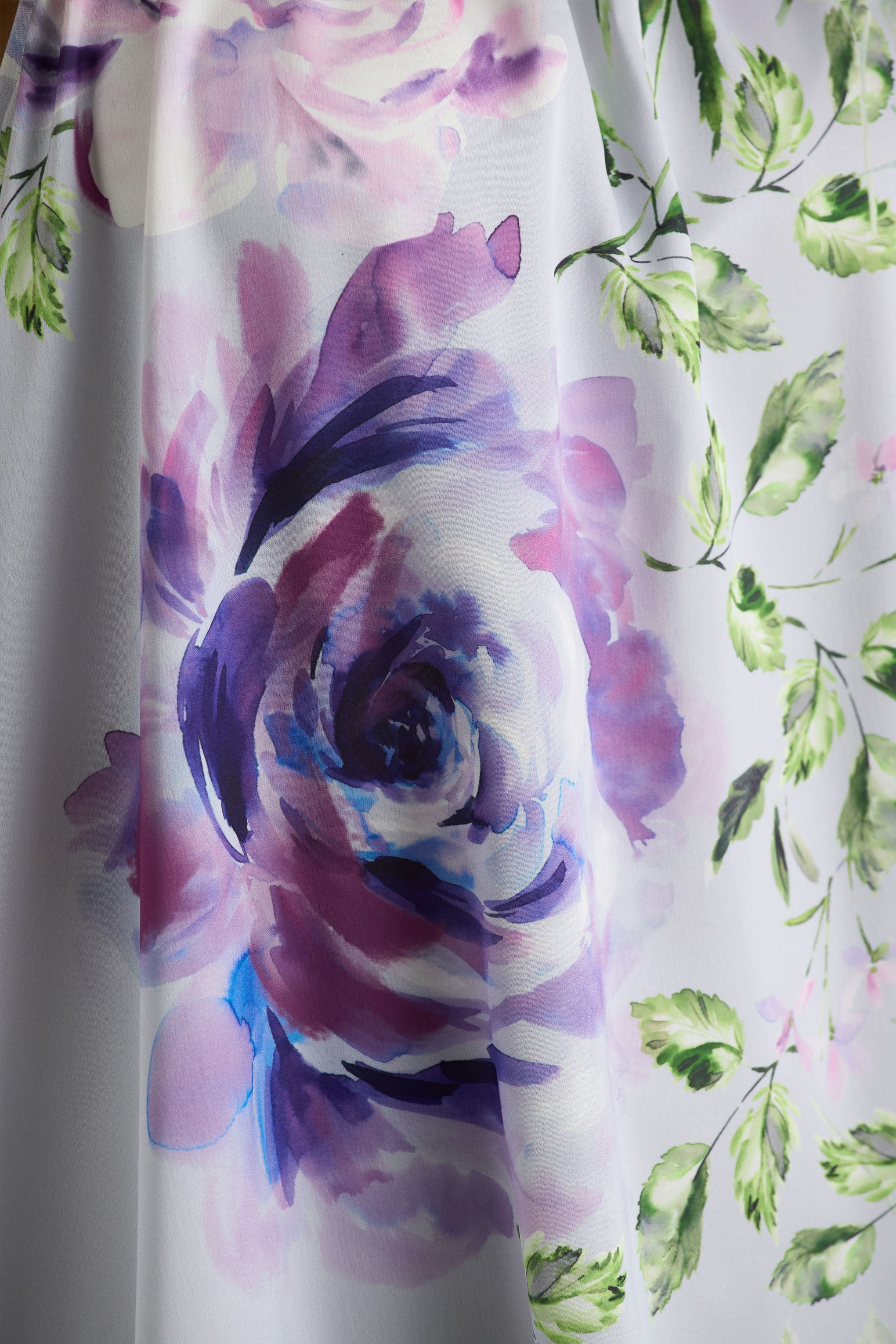 Evita | Powder Blue Rose Print High-Neck A-Line Mini Dress With Bow