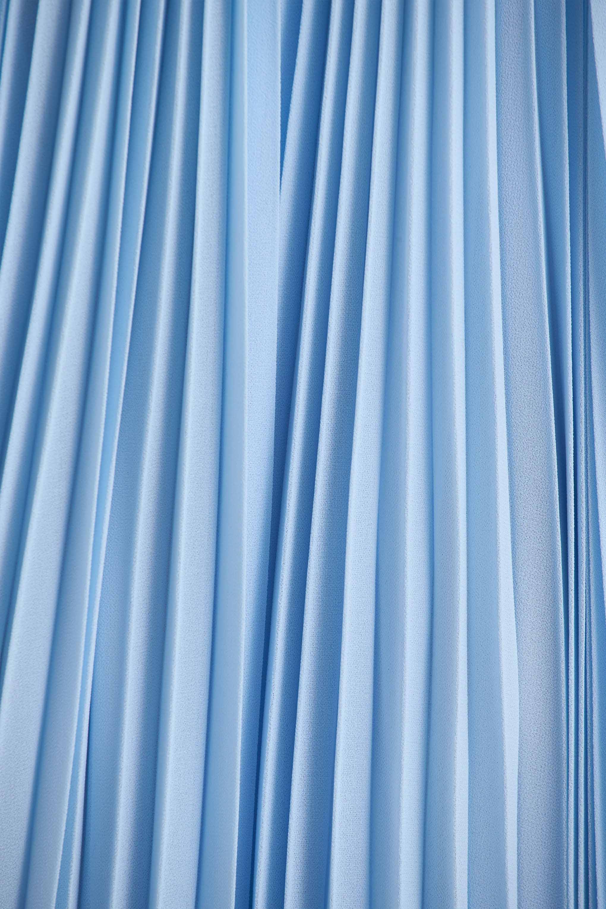 Reyna | Powder Blue Pleated Chiffon Cold-Shoulder Maxi Dress