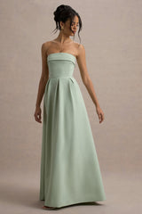 Maddalena | Light Green Bandeau Skater Maxi Dress
