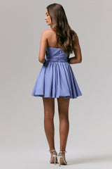 Distinguished | Powder Blue Asymmetric Ruffled Mini Dress