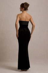 Ambrosi | Black Velvet Bandeau Maxi Dress