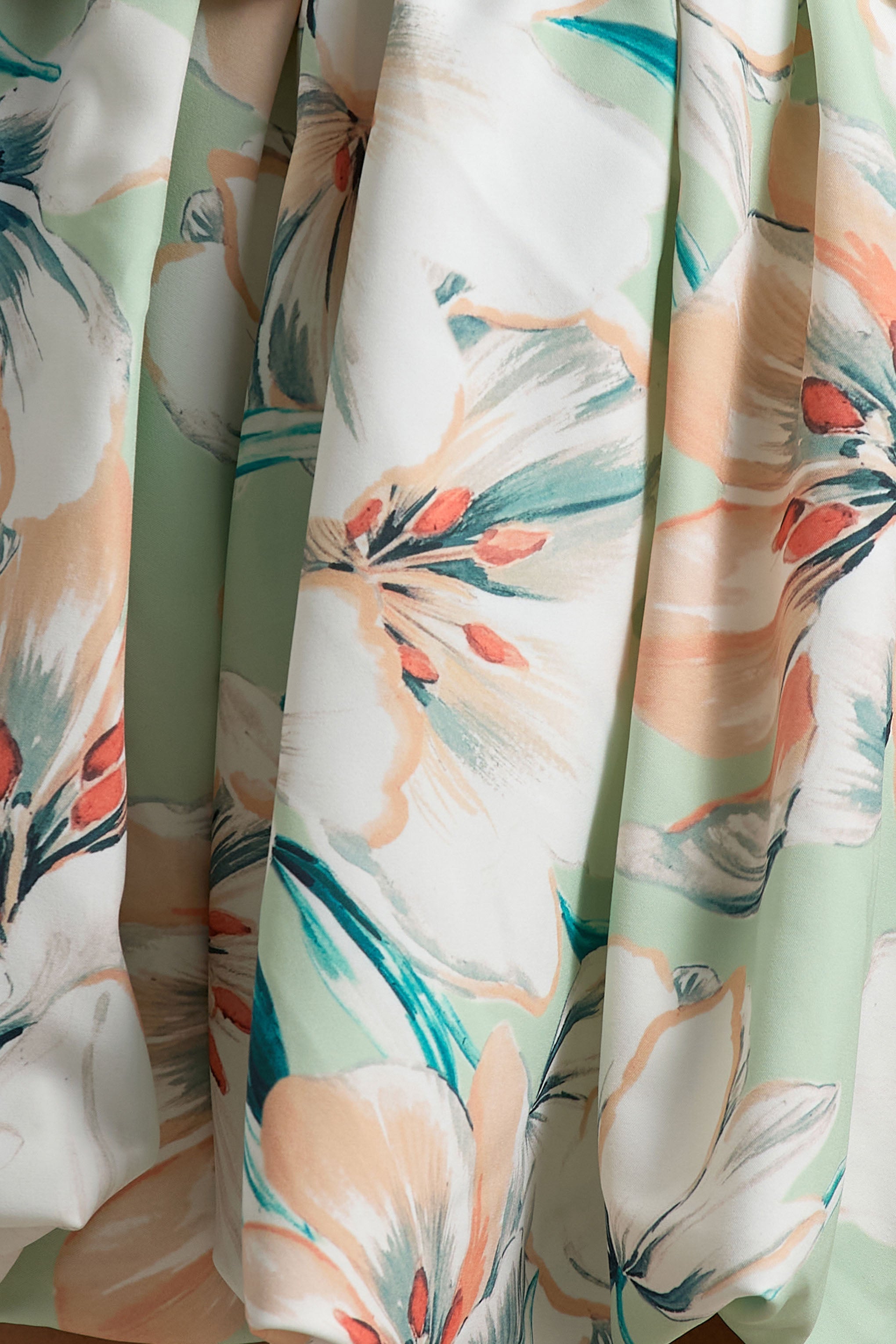 Georgie | Green Floral Print Sweetheart Puffball Mini Dress