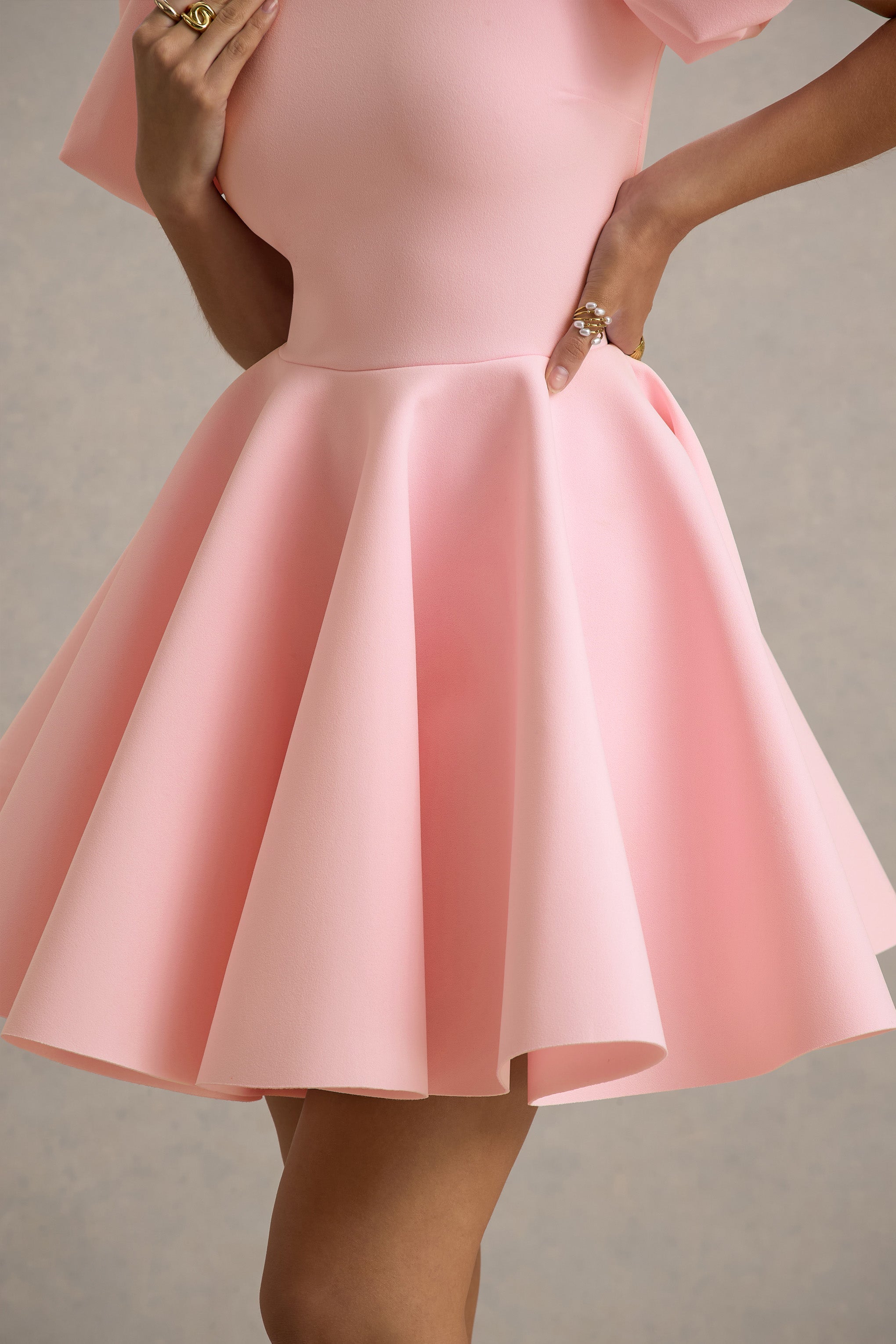 Emelia | Pink Puff-Sleeve Skater Dress