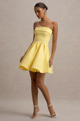 Bruna | Lemon Bandeau Skater Mini Dress