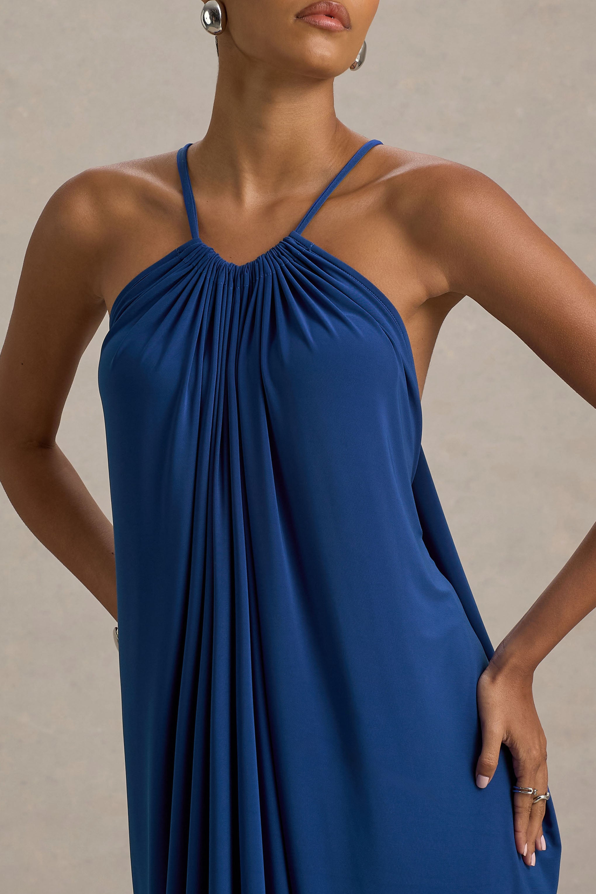 Tammy | Blue Halter-Neck Slip Maxi Dress