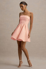 Bruna | Light Pink Bandeau Skater Mini Dress