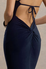 Dressing Up | Navy One Shoulder Maxi Dress With Open Back Detail