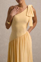 Lotus Love | Orange One-Shoulder Hanky-Hem Maxi Dress With Bow