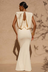 Meave | Lemon High Neck Maxi Dress With Draping Detail