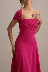 Malta | Hot Pink One-Shoulder Midi Dress