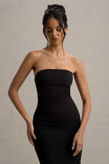 Angela | Black Bandeau Fishtail Maxi Dress