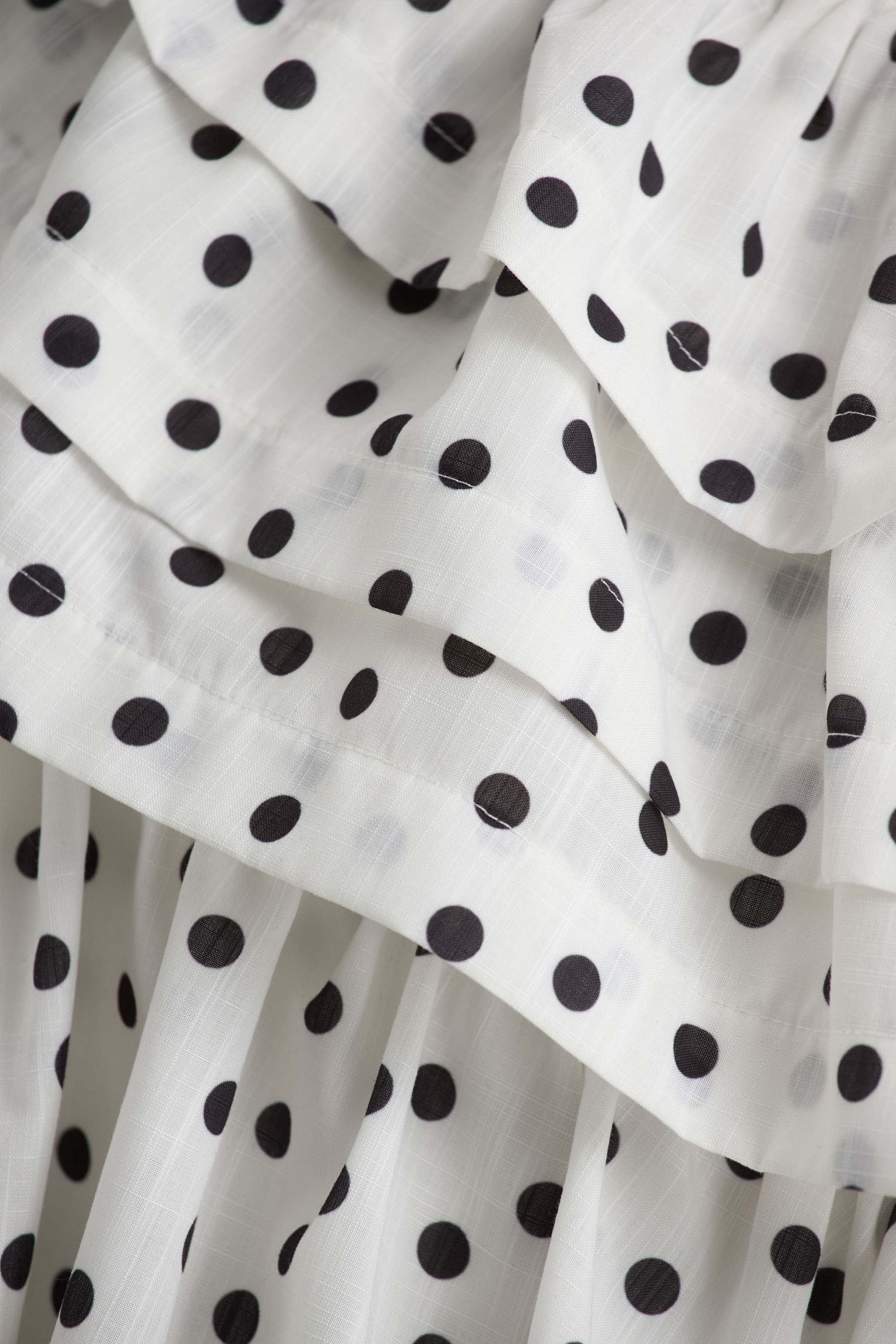 Orla | White Polka Dot Asymmetric Ruffled Mini Dress