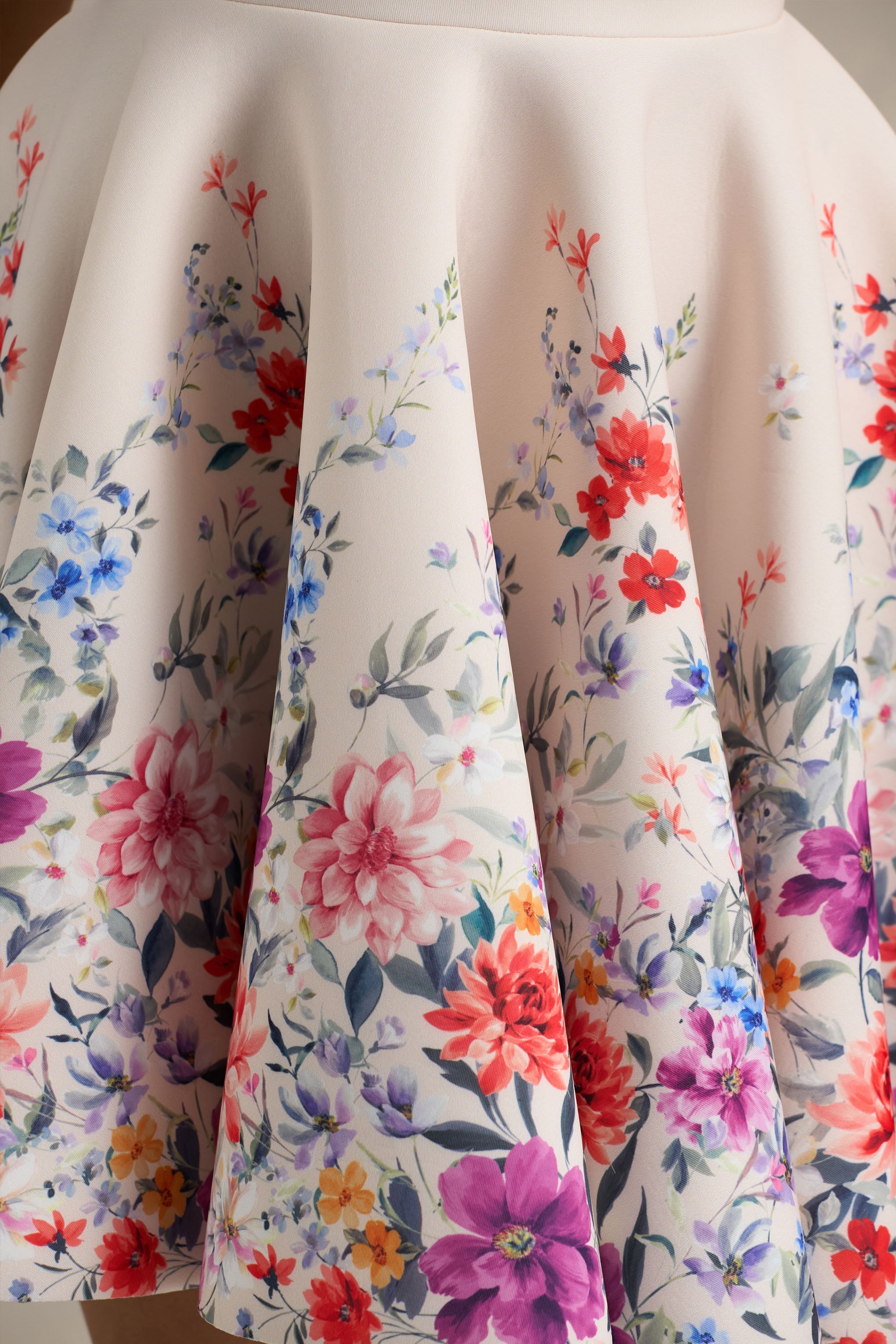 Gemstone | Light Pink Floral Print Square-Neck Skater Mini Dress