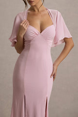 Stila | Pale Pink Plunge-Neck Maxi Dress With High Front Split