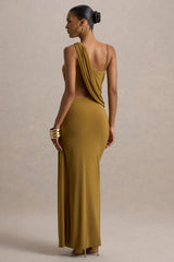 Storm | Brown Asymmetric Maxi Dress With Cut-Out Details