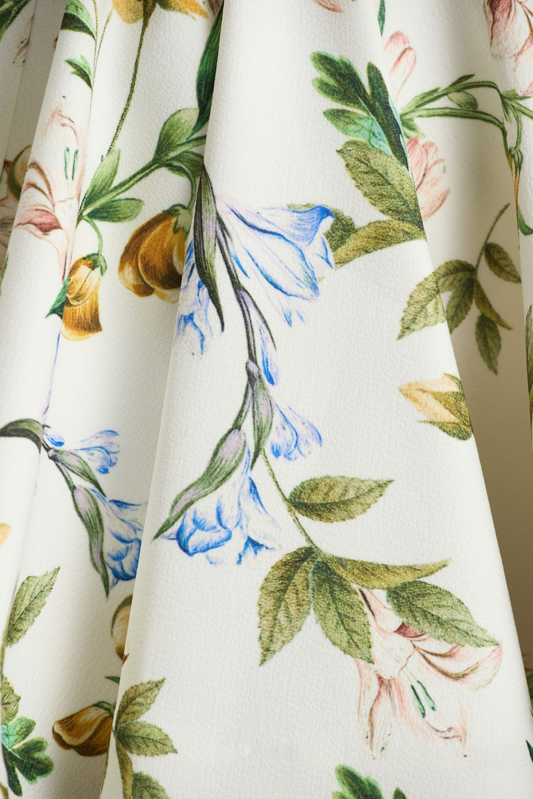 Valerian | White Botanical Print Bandeau Mini Dress With Ruffle Hem