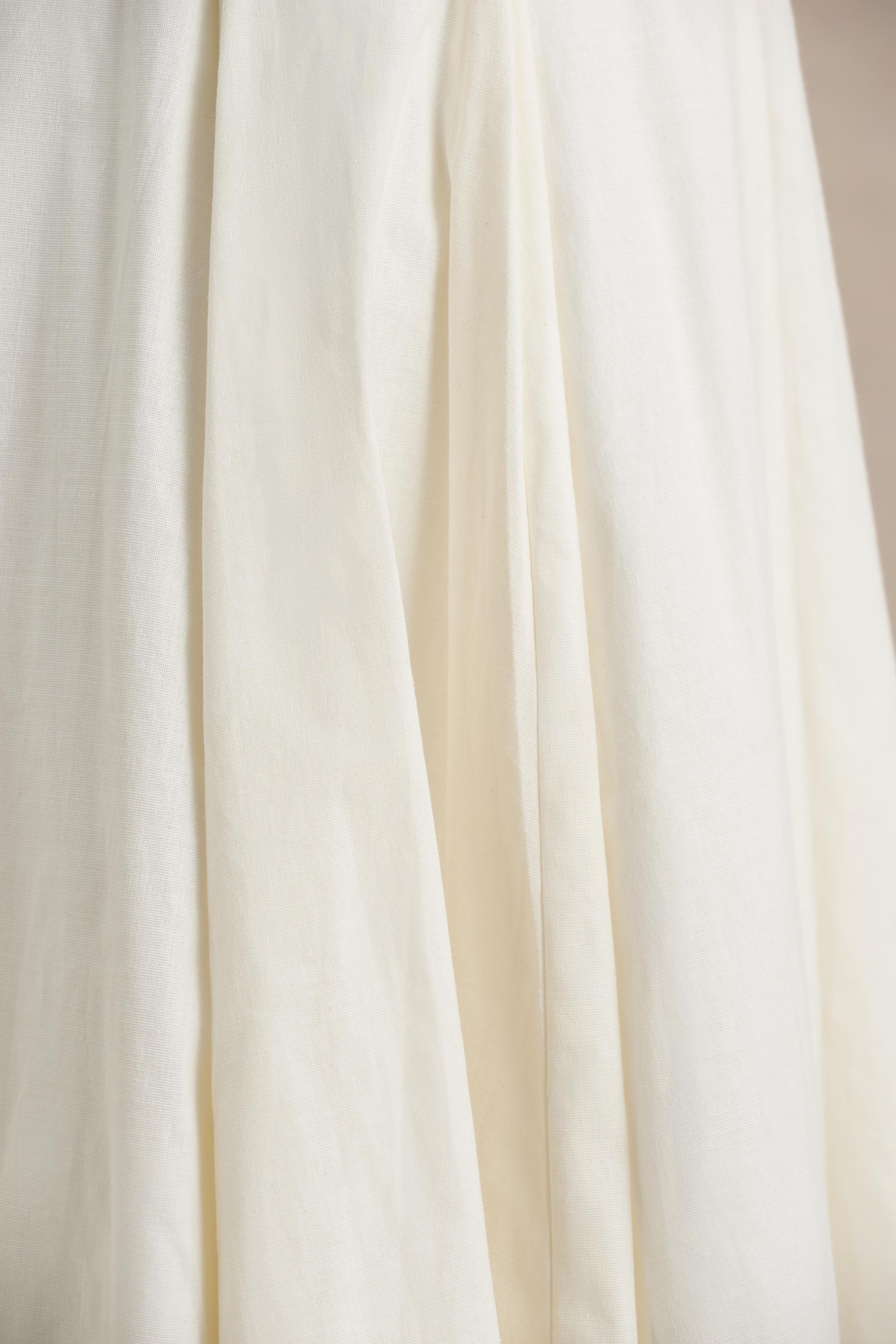 Magnolia | White Scoop-Neck Midi Dress With Drop-Waist And Ruffling Detail