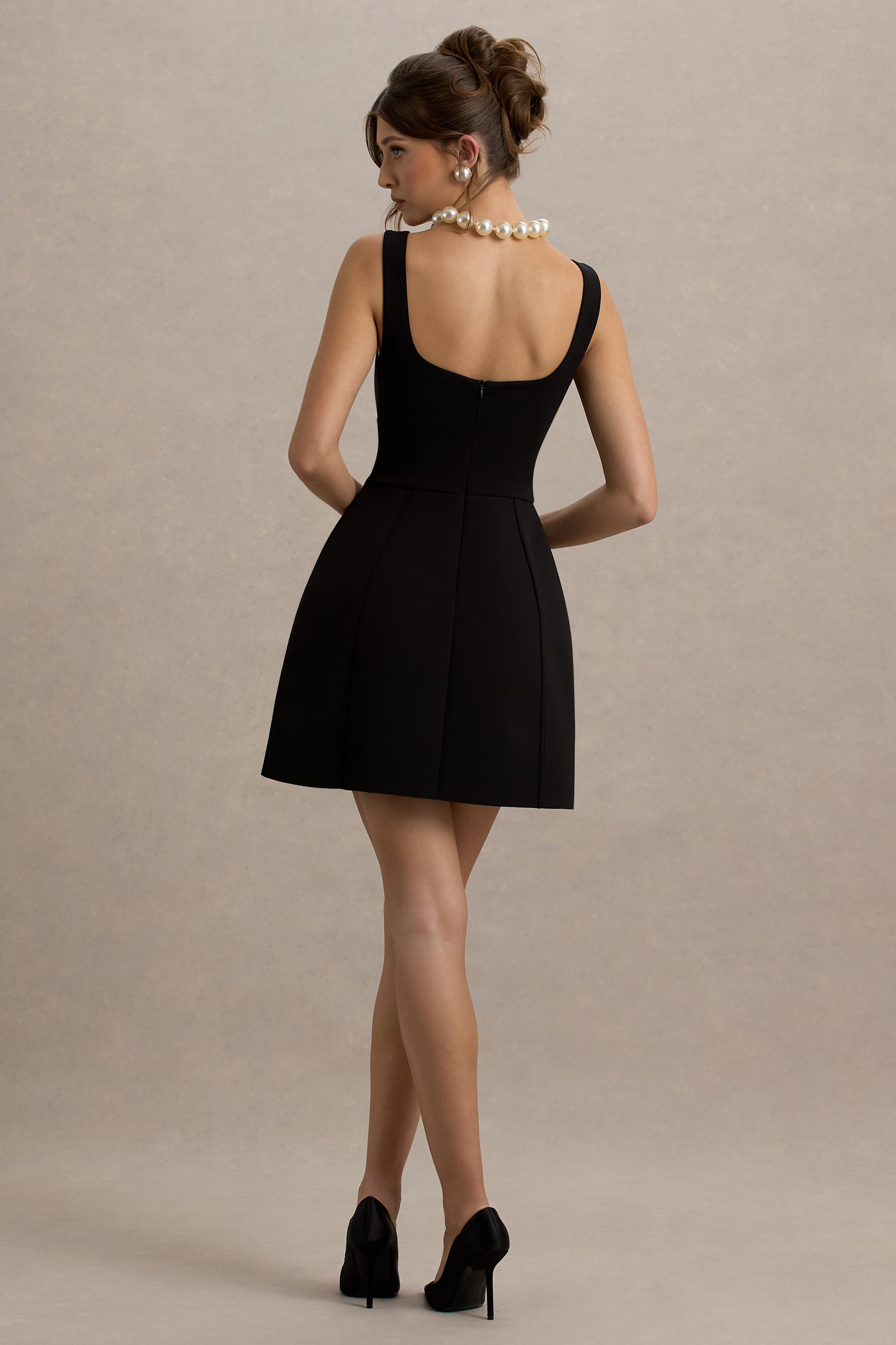 Corey | Black & White Sweetheart Mini Dress With Bow Details