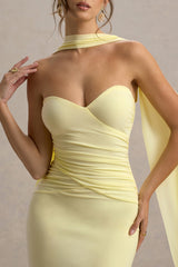 Rosabel | Lemon Sweetheart Maxi Dress With Sash