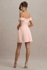 Lavender | Pink Sweetheart Mini Dress With Bow Detail