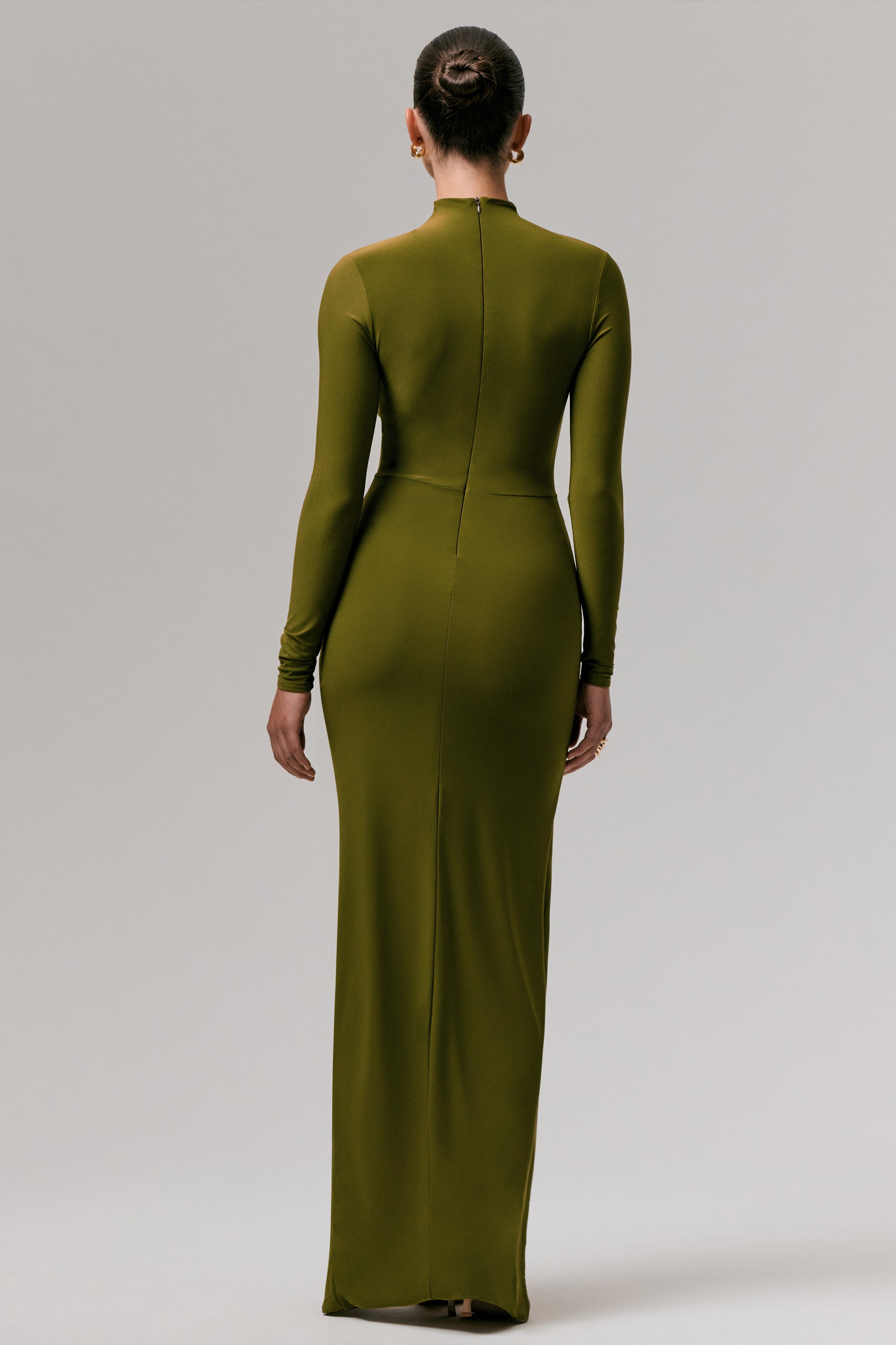 Victoria | Green Long-Sleeve Maxi Dress With Wrap Skirt