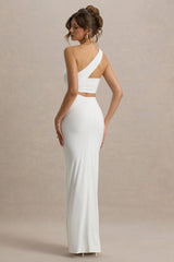 Matiya | White Asymmetric Cut-Out Split Maxi Dress