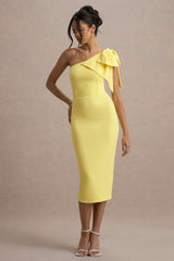 Ambretta | Lemon One-Shoulder Midi Dress With Bow