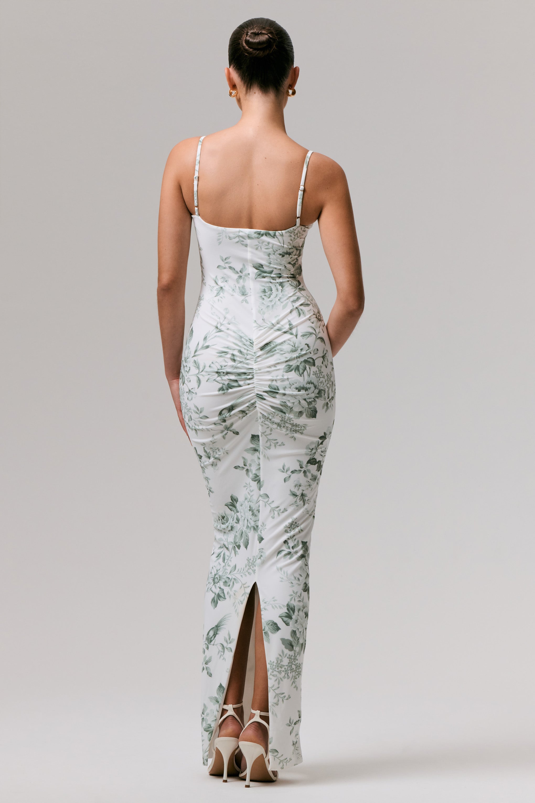 Luz | Green Porcelain Print Strappy Maxi Dress