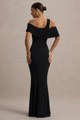Nala | Black Asymmetric Maxi Dress With Split