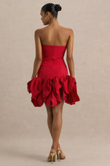 Erica | Red Ruffle Puffball Mini Dress