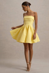 Bruna | Lemon Bandeau Skater Mini Dress