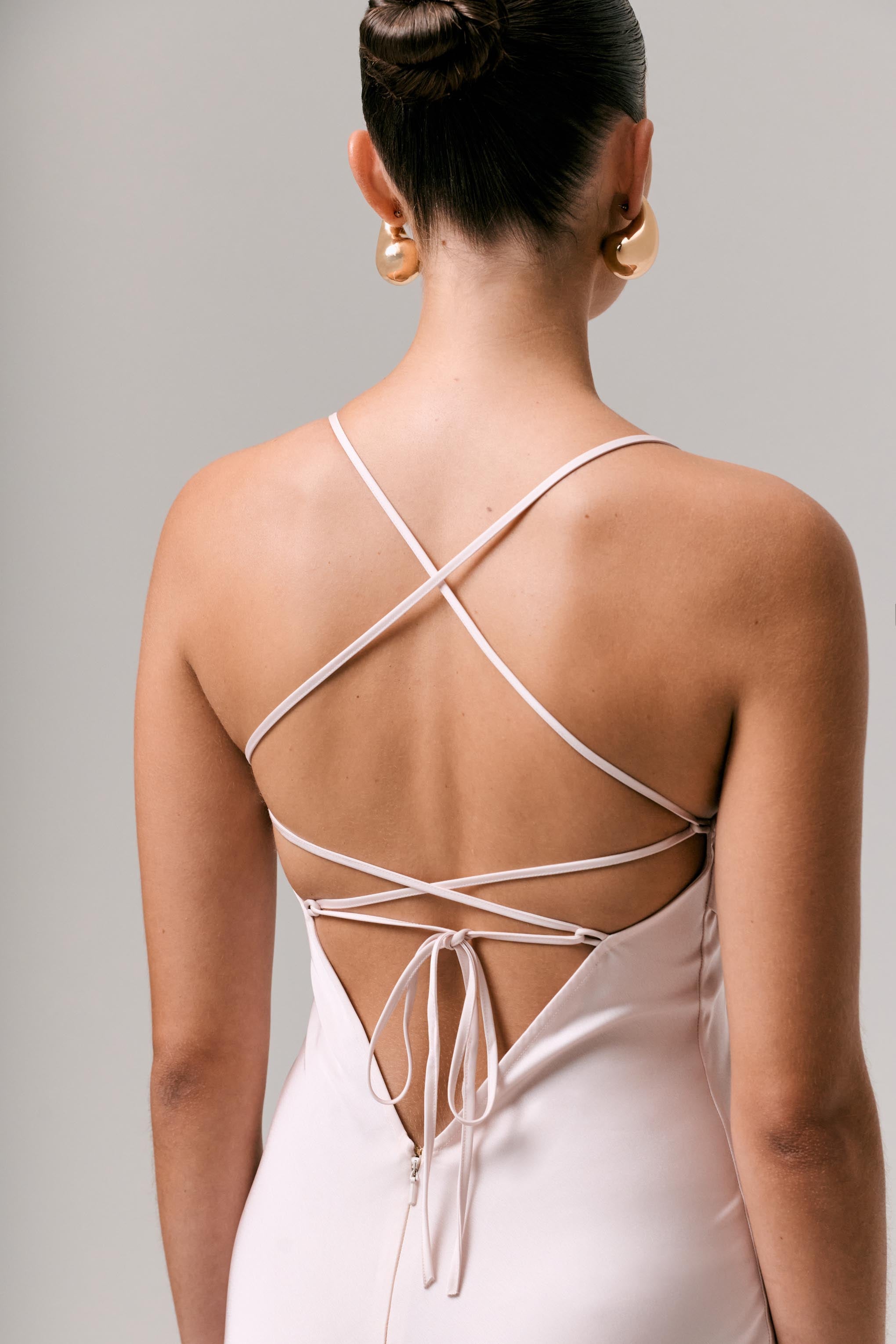 Lucie | Red Ombre Satin Cowl-Neck Maxi Dress